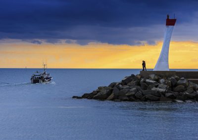 Coucher de soleil sur la plage de La Turballe, côte atlantique Loire-Atlantique
